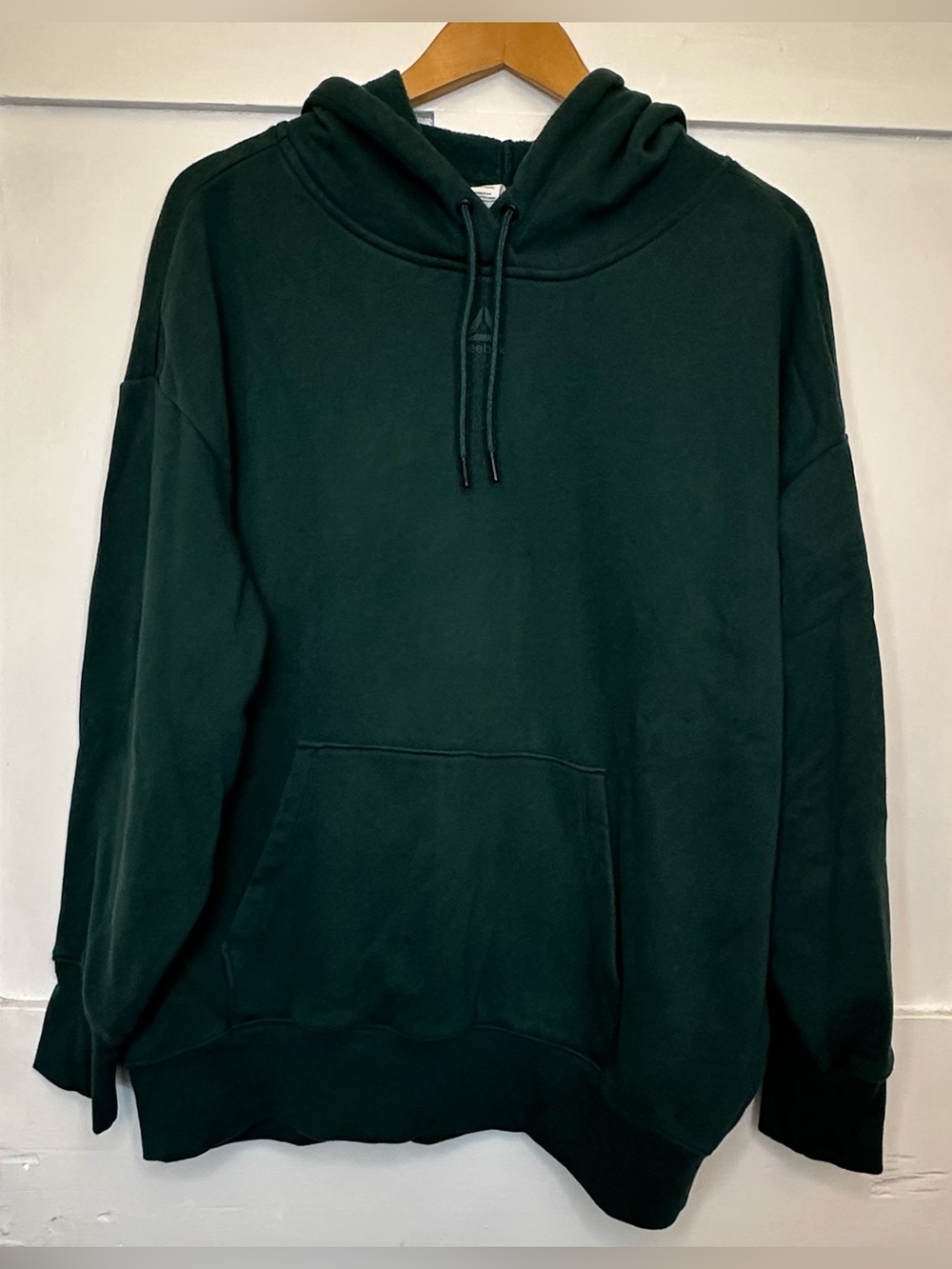 Reebok Dark Green Pullover Hoodie with Kangaroo Pocket EUC Men’s Size L Unisex